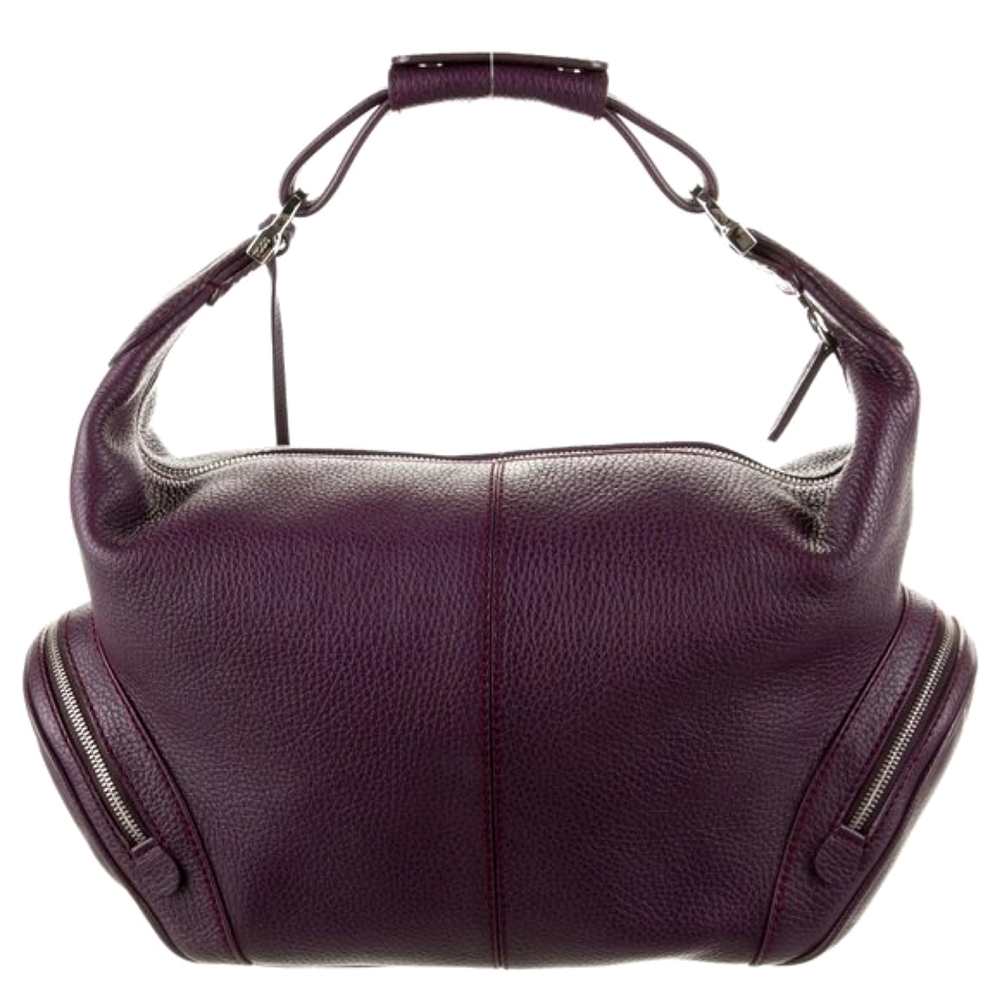 Tod's Charlotte Media Hobo Cargo Pockets Purple Leather Bag